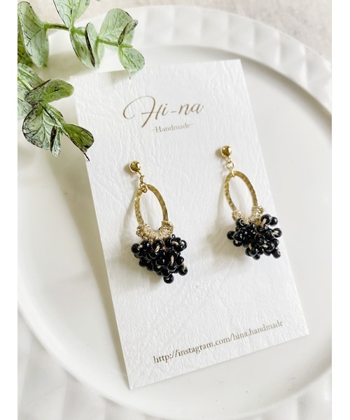 tone(トーン)の「【Hi-na】つぶつぶビーズクロッシェ(ビーズ編み) ピアス(MA)(ピアス(両耳用)・レディース・レッド/その他/クリア/ブラック・FREE)」の16枚目の写真