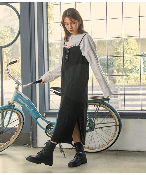 ANAP（アナップ）の「ジョーゼットキャミワンピース（ワンピース・レディース・ブラック/グレイッシュベージュ・FREE）」の7枚目の写真