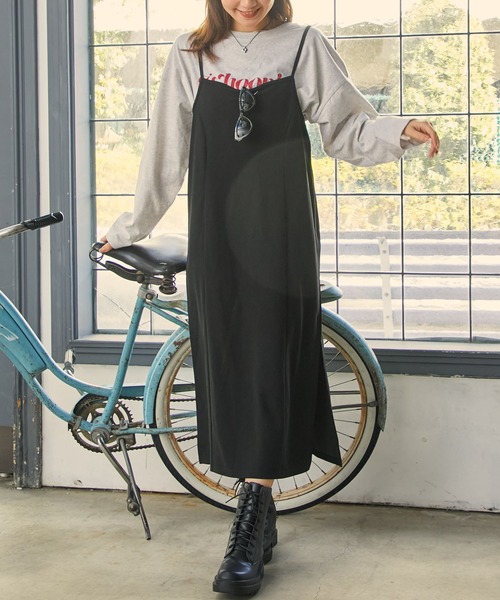 ANAP（アナップ）の「ジョーゼットキャミワンピース（ワンピース・レディース・ブラック/グレイッシュベージュ・FREE）」の6枚目の写真