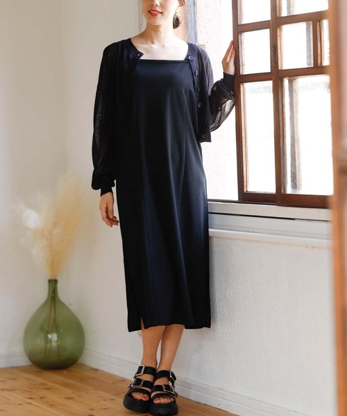 ANAP（アナップ）の「ジョーゼットキャミワンピース（ワンピース・レディース・ブラック/グレイッシュベージュ・FREE）」の9枚目の写真