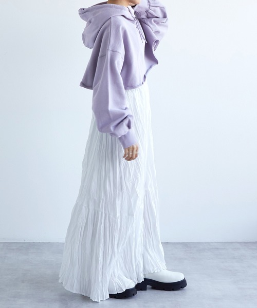 w closet(ダブルクローゼット)の「クロップドフーディプルオーバー(パーカー・レディース・グレー/サックスブルー/オートミール・FREE)」の17枚目の写真