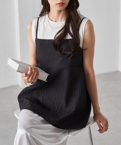 RANAN(ラナン)の「ぽこぽこジャカードキャミブラウス(キャミソール・レディース・アイボリー/ブラック・M/L/LL)」の21枚目の写真