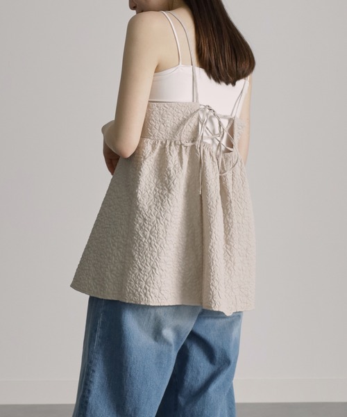 RANAN(ラナン)の「ぽこぽこジャカードキャミブラウス(キャミソール・レディース・アイボリー/ブラック・M/L/LL)」の9枚目の写真