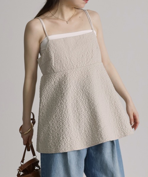 RANAN(ラナン)の「ぽこぽこジャカードキャミブラウス(キャミソール・レディース・アイボリー/ブラック・M/L/LL)」の11枚目の写真