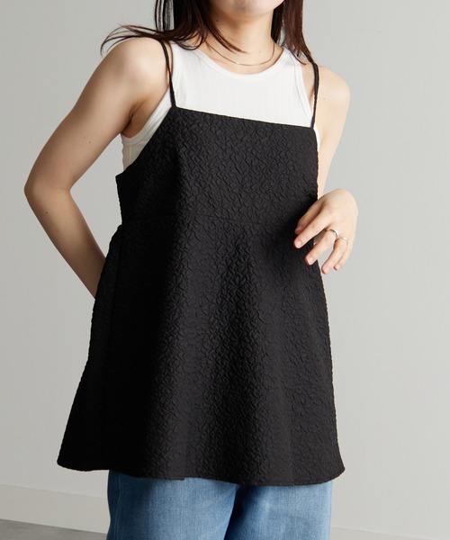 RANAN(ラナン)の「ぽこぽこジャカードキャミブラウス(キャミソール・レディース・アイボリー/ブラック・M/L/LL)」の13枚目の写真