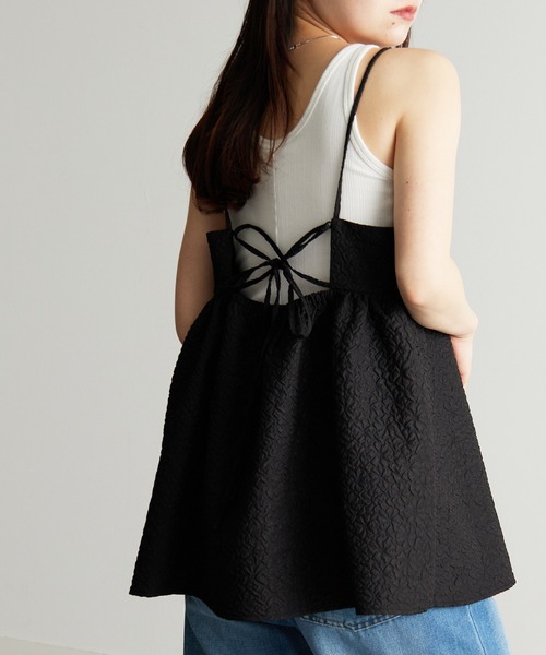 RANAN(ラナン)の「ぽこぽこジャカードキャミブラウス(キャミソール・レディース・アイボリー/ブラック・M/L/LL)」の16枚目の写真