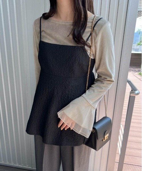 RANAN(ラナン)の「ぽこぽこジャカードキャミブラウス(キャミソール・レディース・アイボリー/ブラック・M/L/LL)」の15枚目の写真