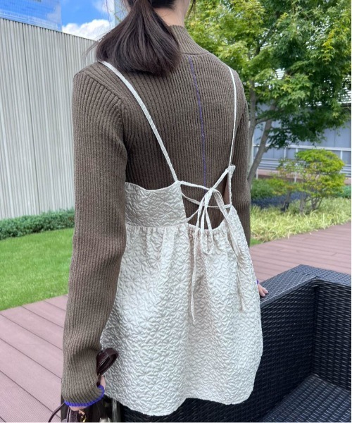 RANAN(ラナン)の「ぽこぽこジャカードキャミブラウス(キャミソール・レディース・アイボリー/ブラック・M/L/LL)」の14枚目の写真