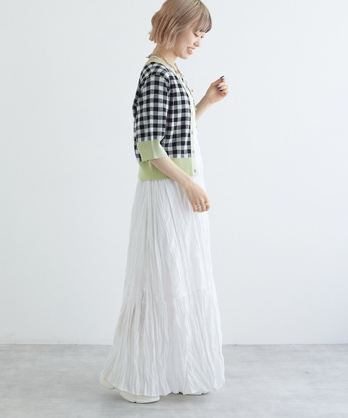 w closet（ダブルクローゼット）の「【前後2WAY】ギンガムチェックジャガードカーディガン（カーディガン/ボレロ・レディース・ブルー系その他/イエロー系/ホワイト×ブラック・FREE）」の12枚目の写真