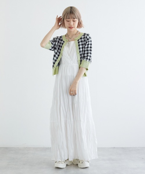 w closet（ダブルクローゼット）の「【前後2WAY】ギンガムチェックジャガードカーディガン（カーディガン/ボレロ・レディース・ブルー系その他/イエロー系/ホワイト×ブラック・FREE）」の16枚目の写真