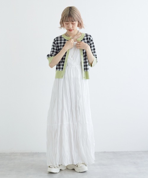 w closet（ダブルクローゼット）の「【前後2WAY】ギンガムチェックジャガードカーディガン（カーディガン/ボレロ・レディース・ブルー系その他/イエロー系/ホワイト×ブラック・FREE）」の13枚目の写真