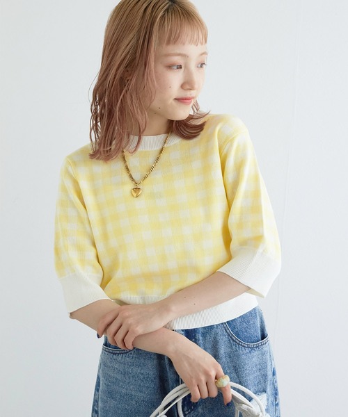 ダブルクローゼット　w closet ◆ 格子柄カーディガン　薄め　F 即発送 w closet（ダブルクローゼット）の「前後2WAYギンガムチェック