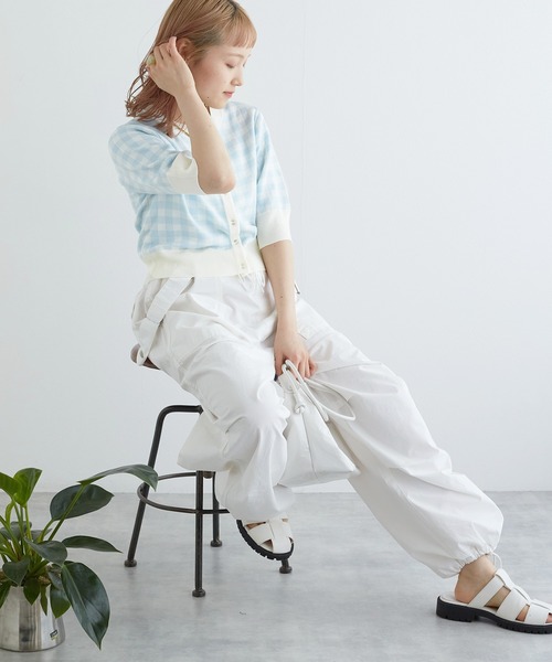 w closet（ダブルクローゼット）の「【前後2WAY】ギンガムチェックジャガードカーディガン（カーディガン/ボレロ・レディース・ブルー系その他/イエロー系/ホワイト×ブラック・FREE）」の18枚目の写真