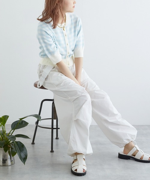 w closet（ダブルクローゼット）の「【前後2WAY】ギンガムチェックジャガードカーディガン（カーディガン/ボレロ・レディース・ブルー系その他/イエロー系/ホワイト×ブラック・FREE）」の15枚目の写真