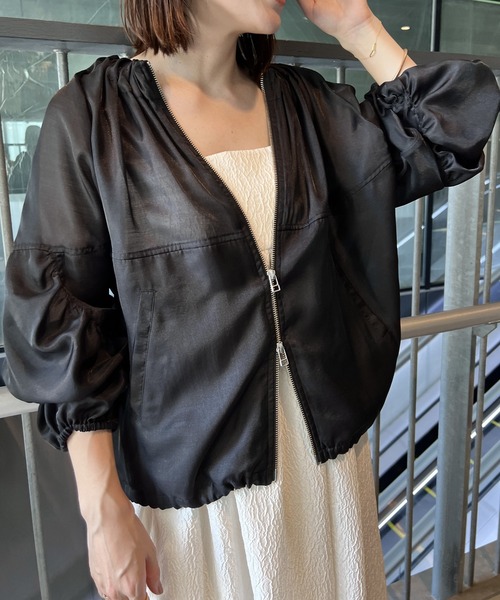 A part by アパートバイ　シアーシャーリングブルゾン　ブラック A part by｜シアーシャーリングブルゾン | Rakuten Fashion(楽天