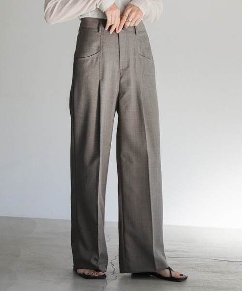 select MOCA（セレクトモカ）の「ハイウエストポケットデザインスラックス（スラックス・レディース・アイボリー/ブラック/グレー・SMALL/MEDIUM）」の3枚目の写真