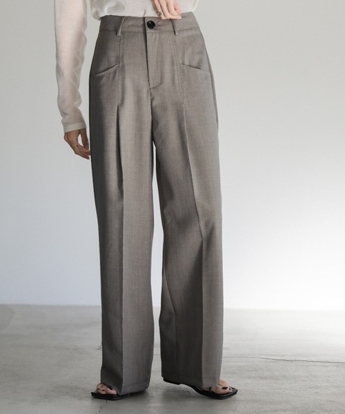 select MOCA（セレクトモカ）の「ハイウエストポケットデザインスラックス（スラックス・レディース・アイボリー/ブラック/グレー・SMALL/MEDIUM）」の4枚目の写真