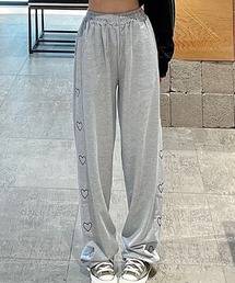 サイドハート刺しゅうスウェットパンツ