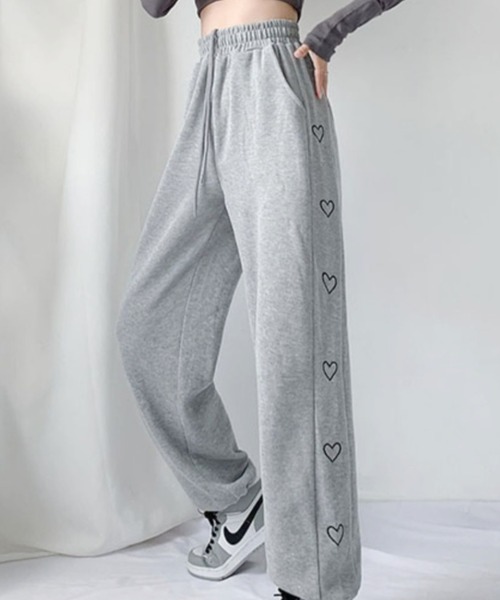 SHEENA(シーナ)の「サイドハート刺しゅうスウェットパンツ(スウェットパンツ・レディース・ブラック/グレー・M)」の6枚目の写真