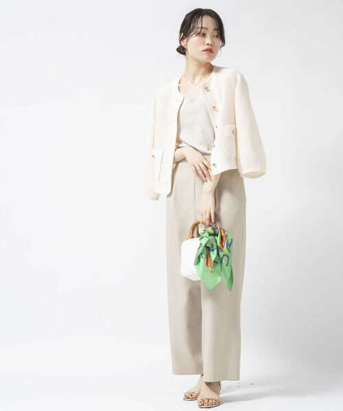 NOLLEY’S Sophi（ノーリーズソフィ）の「ウォッシャブルメッシュラッセルカーデジャケット（ノーカラージャケット・レディース・ネイビー/キナリ・38/36）」の19枚目の写真