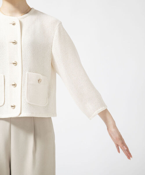 【美品】ノーリーズソフィ　ウォッシャブルラッセルカーデジャケット NOLLEY'S sophi(ノーリーズソフィー)のウォッシャブルラッセル