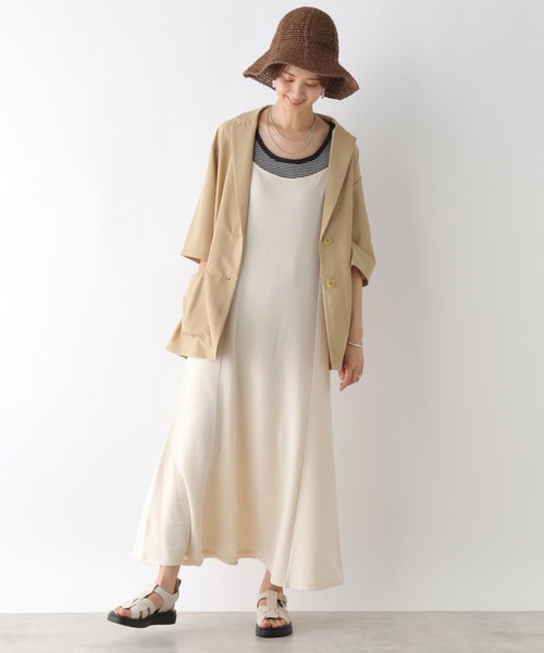 Plantation♥️ジャケット ベージュ 生成色 リネン麻100％ M～L 成瀬愛里さん着用】リネン風ダブルジャケット