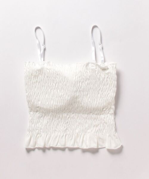 nemne store（ネンネストア）の「カップ付きシャーリングキャミソール（キャミソール・レディース・ブラック/オフホワイト・フリー）」の6枚目の写真