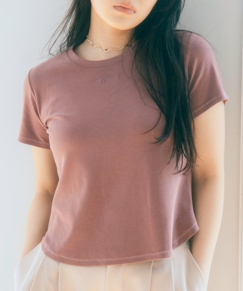 Lil Ambition(リルアンビション)の「ステッチ Lil Tシャツ(Tシャツ/カットソー・レディース・ホワイト/スモークピンク・FREE)」の9枚目の写真