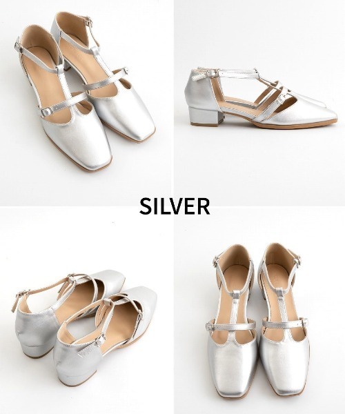 Fabby fabby（ファビィーファビィー）の「スクエアTストラップローファーパンプス（パンプス・レディース・オフホワイト/ブラック/シルバー/ゴールド・LARGE/MEDIUM/SMALL）」の22枚目の写真