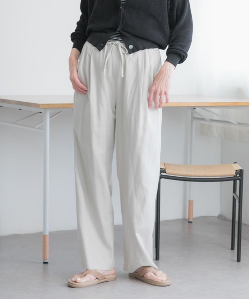 FORK&SPOON（フォークアンドスプーン）の「FORK&SPOON　リネン混ツイルパンツ（その他パンツ・レディース・ブラック/ベージュ系その他・1/2）」の8枚目の写真