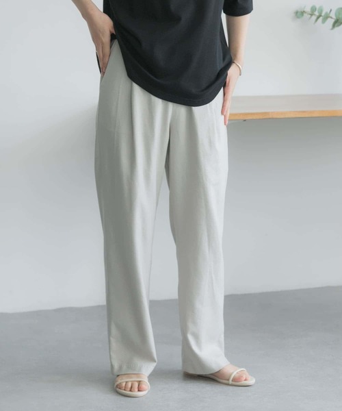 FORK&SPOON（フォークアンドスプーン）の「FORK&SPOON　リネン混ツイルパンツ（その他パンツ・レディース・ブラック/ベージュ系その他・1/2）」の15枚目の写真