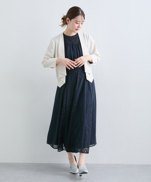 ドレスコドレス７号130＋ボレロ 2点セットドレス（レースシフォン切替ワンピースドレス＋ショール