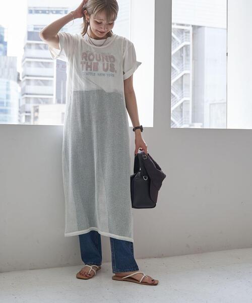 coen(コーエン)の「ノースリーブメッシュワンピース(ワンピース・レディース・ブラック/オフホワイト・M/L)」の1枚目の写真