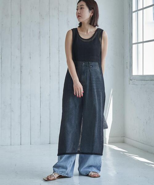 coen(コーエン)の「ノースリーブメッシュワンピース(ワンピース・レディース・ブラック/オフホワイト・M/L)」の2枚目の写真