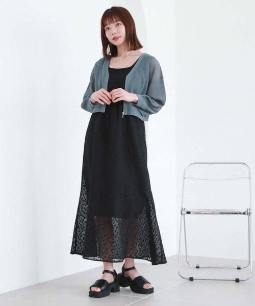 archives(アルシーヴ)の「BACKレースUPシアーJQキャミワンピース(ワンピース・レディース・ブラック/ミント/オフホワイト・MEDIUM)」の12枚目の写真