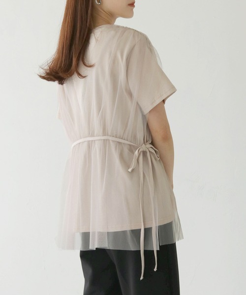 vingtrois（バントロア）の「【vingtrois】チュールビスチェTシャツ（Tシャツ/カットソー・レディース・ライトベージュ/ブラック・M）」の2枚目の写真