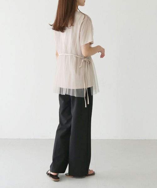 vingtrois（バントロア）の「【vingtrois】チュールビスチェTシャツ（Tシャツ/カットソー・レディース・ライトベージュ/ブラック・M）」の18枚目の写真