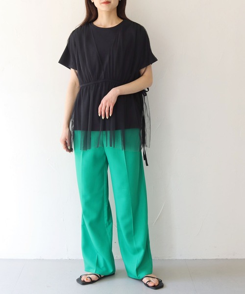 vingtrois（バントロア）の「【vingtrois】チュールビスチェTシャツ（Tシャツ/カットソー・レディース・ライトベージュ/ブラック・M）」の7枚目の写真