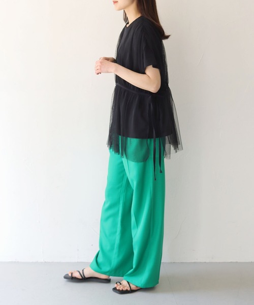 vingtrois（バントロア）の「【vingtrois】チュールビスチェTシャツ（Tシャツ/カットソー・レディース・ライトベージュ/ブラック・M）」の9枚目の写真