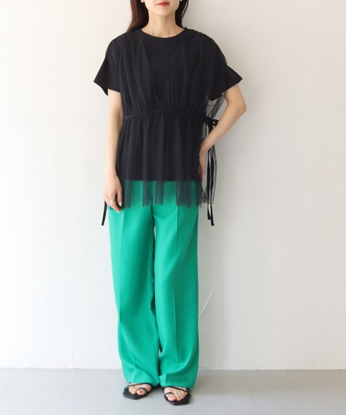 vingtrois（バントロア）の「【vingtrois】チュールビスチェTシャツ（Tシャツ/カットソー・レディース・ライトベージュ/ブラック・M）」の8枚目の写真