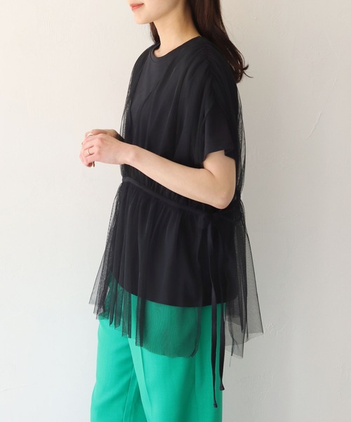 vingtrois（バントロア）の「【vingtrois】チュールビスチェTシャツ（Tシャツ/カットソー・レディース・ライトベージュ/ブラック・M）」の4枚目の写真