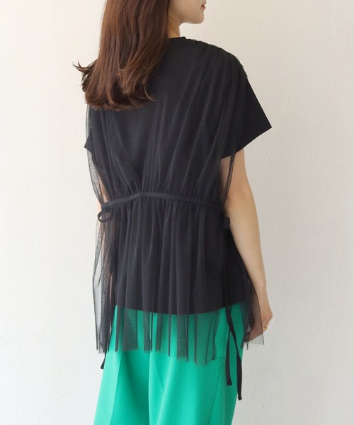 vingtrois（バントロア）の「【vingtrois】チュールビスチェTシャツ（Tシャツ/カットソー・レディース・ライトベージュ/ブラック・M）」の5枚目の写真