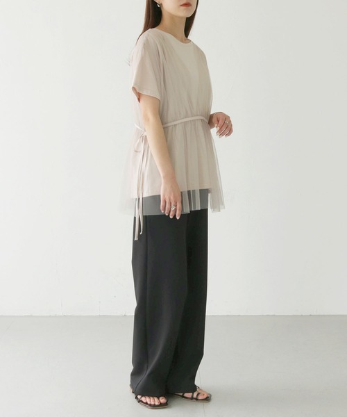 vingtrois（バントロア）の「【vingtrois】チュールビスチェTシャツ（Tシャツ/カットソー・レディース・ライトベージュ/ブラック・M）」の17枚目の写真