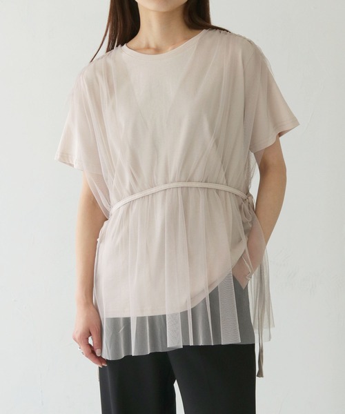 vingtrois（バントロア）の「【vingtrois】チュールビスチェTシャツ（Tシャツ/カットソー・レディース・ライトベージュ/ブラック・M）」の11枚目の写真