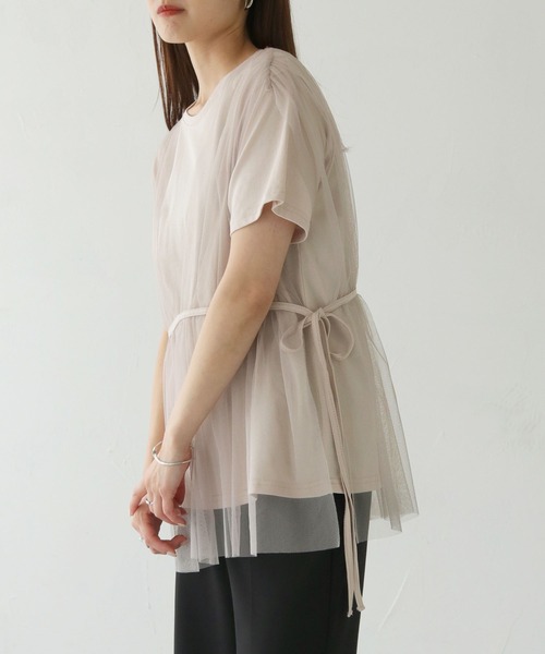 vingtrois（バントロア）の「【vingtrois】チュールビスチェTシャツ（Tシャツ/カットソー・レディース・ライトベージュ/ブラック・M）」の13枚目の写真