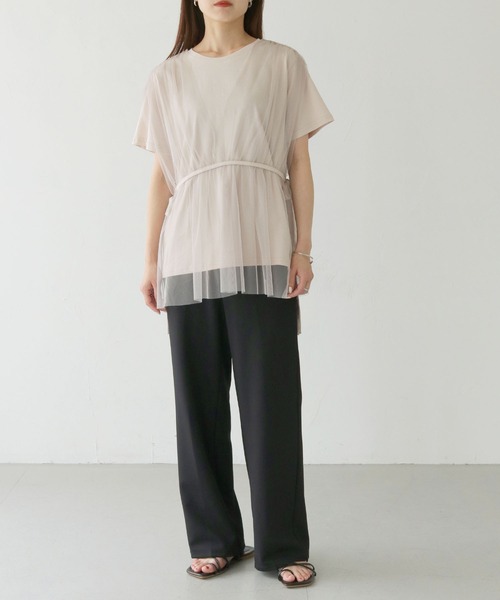 vingtrois（バントロア）の「【vingtrois】チュールビスチェTシャツ（Tシャツ/カットソー・レディース・ライトベージュ/ブラック・M）」の15枚目の写真
