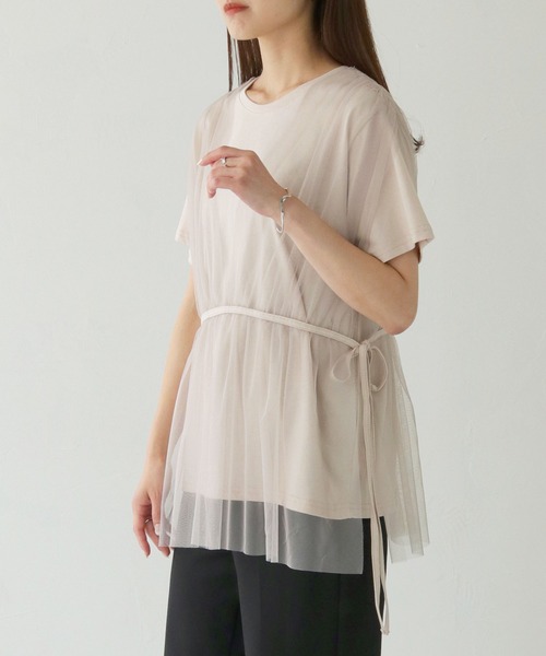 vingtrois（バントロア）の「【vingtrois】チュールビスチェTシャツ（Tシャツ/カットソー・レディース・ライトベージュ/ブラック・M）」の12枚目の写真