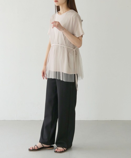 vingtrois（バントロア）の「【vingtrois】チュールビスチェTシャツ（Tシャツ/カットソー・レディース・ライトベージュ/ブラック・M）」の16枚目の写真