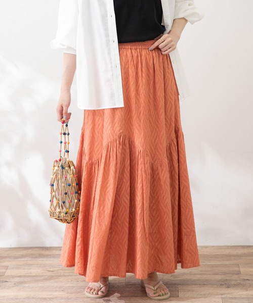 URBAN RESEARCH Sonny Label（アーバンリサーチサニーレーベル）の「カットジャガードリーフ柄スカート（スカート・レディース・レッド系その他/チャコールグレー/ブルー・FREE）」の4枚目の写真