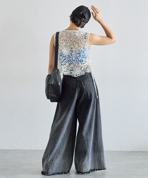 PAGEBOY（ページボーイ）の「レースショートベスト（ベスト・レディース・オフホワイト/ブラック/ライトブルー・FREE）」の10枚目の写真